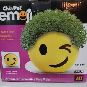Chia Pet Emoji Planter with Green Hair
